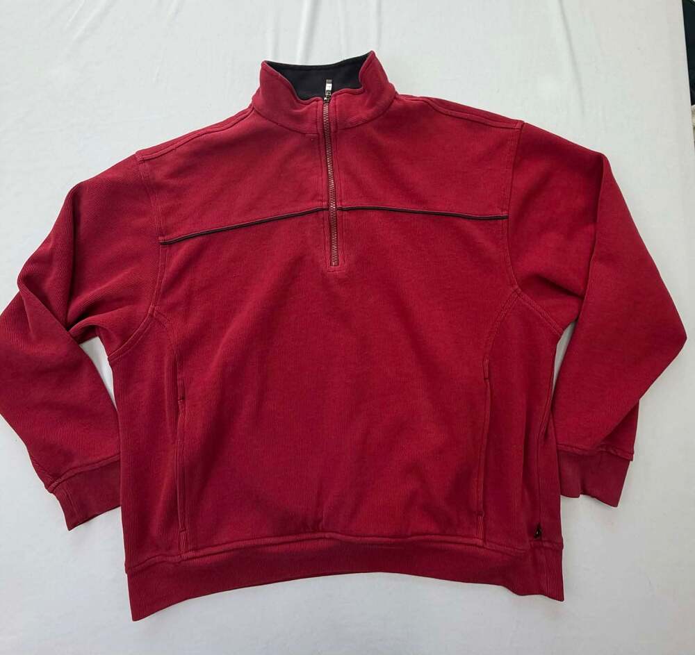 Grand Slam Golf Men's Red Quarter Zip Ribbed Pullover Sweatshirt